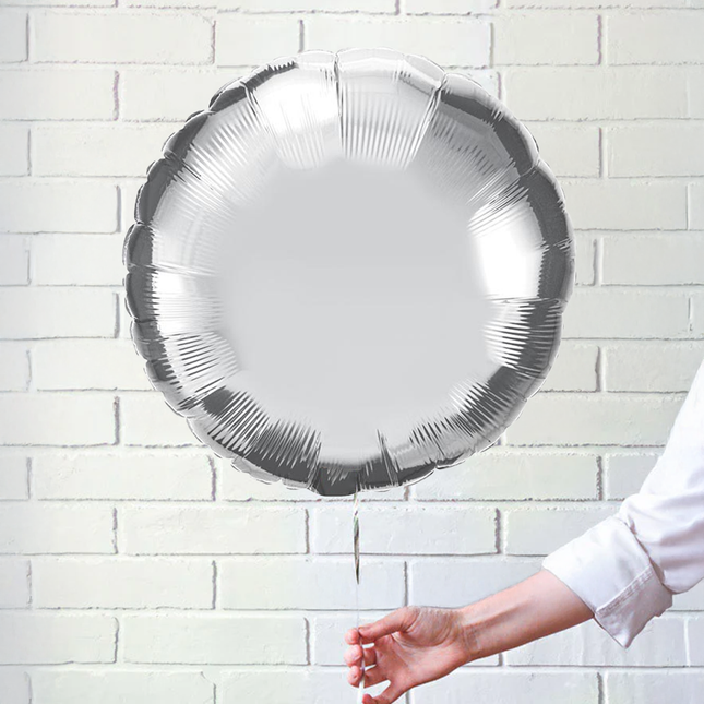 Silver Round Foil Balloon 18″
