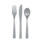 Silver Solid Assorted Plastic Cutlery, 18ct