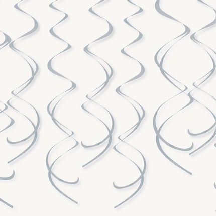 Silver Solid Hanging Swirl Decorations, 8ct