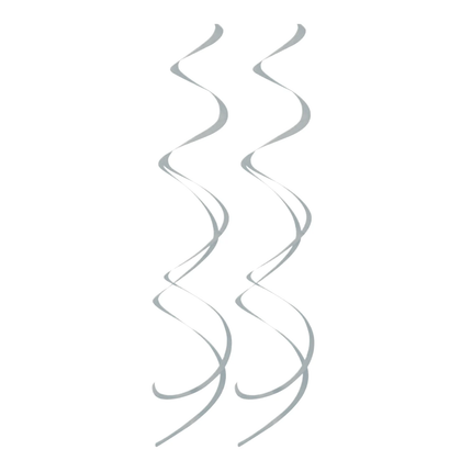Silver Solid Hanging Swirl Decorations, 8ct