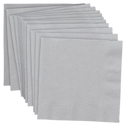 Silver Solid Luncheon Paper Napkins, 20ct