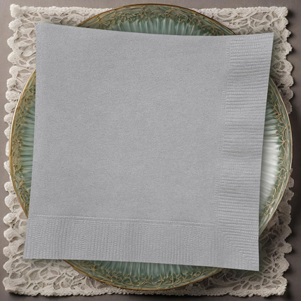 Silver Solid Luncheon Paper Napkins, 20ct