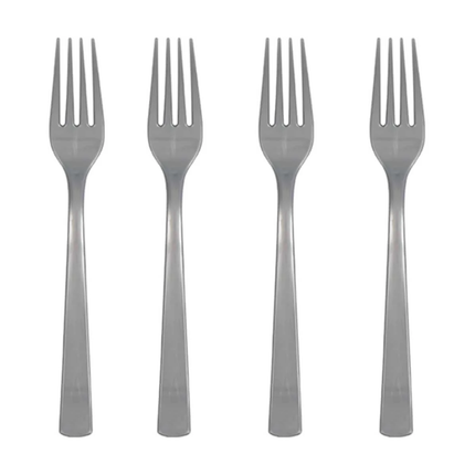 Silver Solid Plastic Forks, 18ct