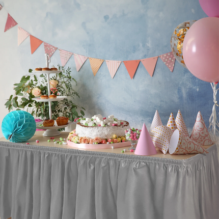 Silver Solid Plastic Table Skirt, 29" x 14 ft