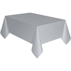 Silver Solid Rectangular Plastic Table Cover, 54