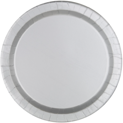 Silver Solid Round 9" Dinner Plates, 16ct