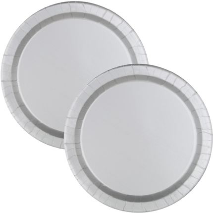 Silver Solid Round 9" Dinner Plates, 16ct