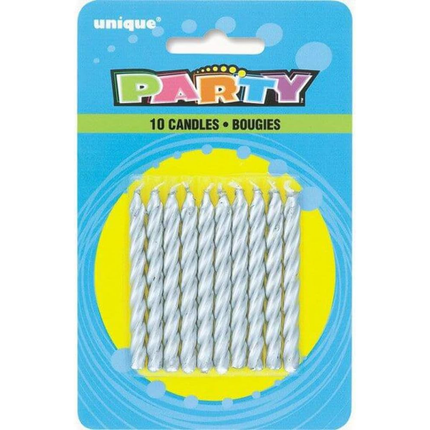 Silver Spiral Birthday Candles, 10ct