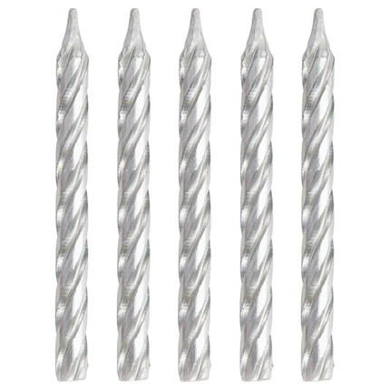 Silver Spiral Birthday Candles, 10ct