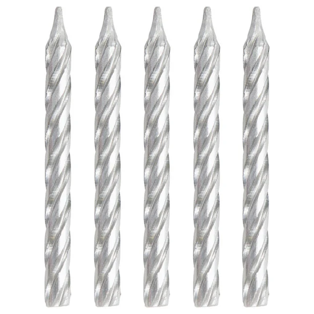 Silver Spiral Birthday Candles, 10ct