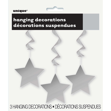 Silver Solid Hanging Swirl Decorations, 26", 3ct