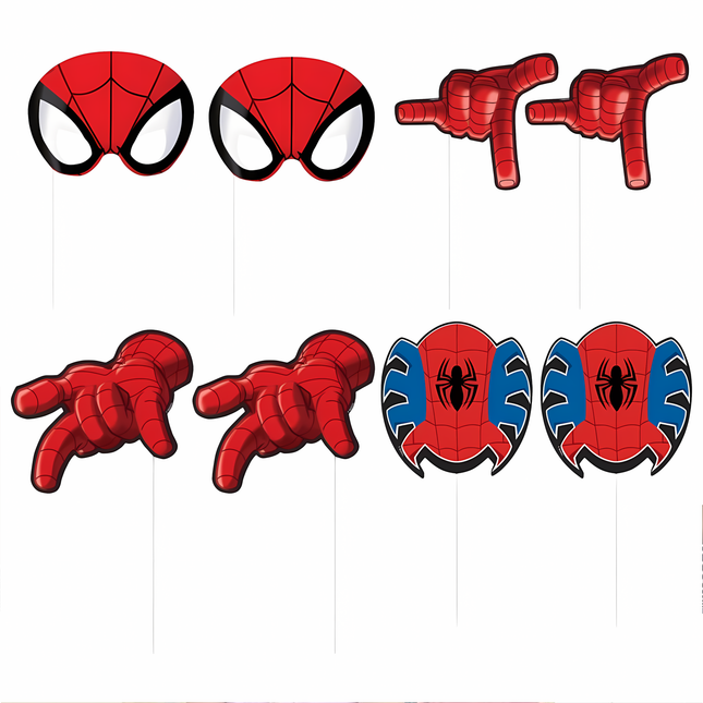Spider-Man Photo Booth Props - Assorted Designs, 8 Pcs