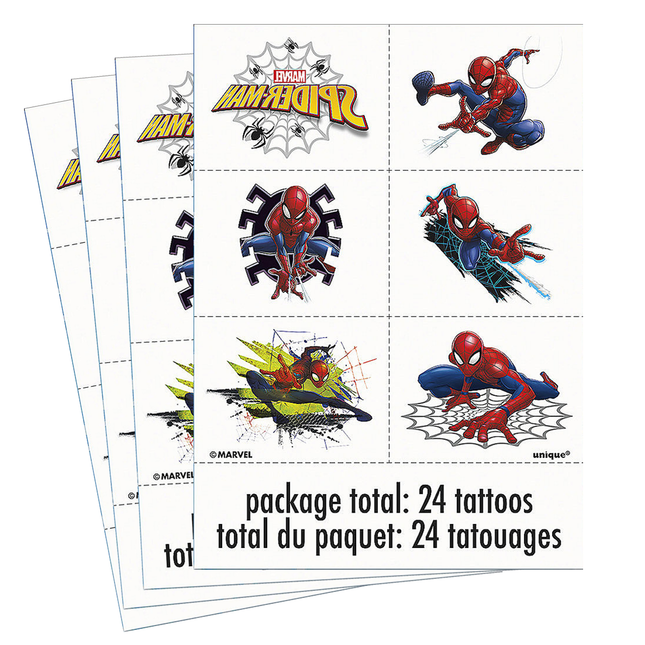 Spider-Man™ Temporary Tattoos 4 sheets - 24 Pc.