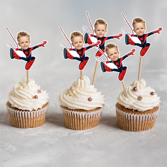 Spiderman Miles Morales Custom Face Cupcake Toppers for Birthdays 10 ct