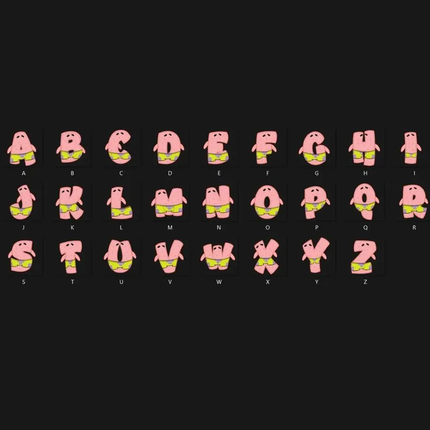 Sponge Bob Doodle Alphabet Letters PNG Bundle Instant Download