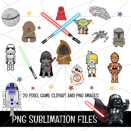 Star Wars Doodle Alphabet Letters PNG Bundle Instant Download