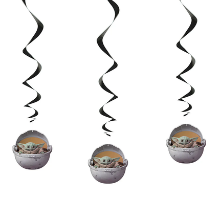 Star Wars Baby Yoda Swirl Decorations, 3 ct