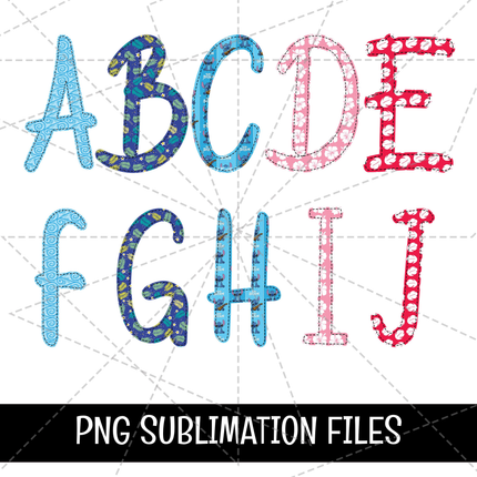 Lilo & Stitch Doodle Alphabet Letters PNG Bundle Instant Download