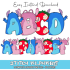 Stitch Doodle Alphabet Letters PNG Bundle Instant Download