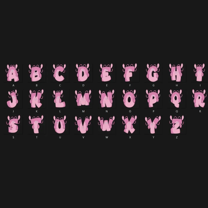 Stitch Doodle Alphabet Letters PNG Bundle Instant Download