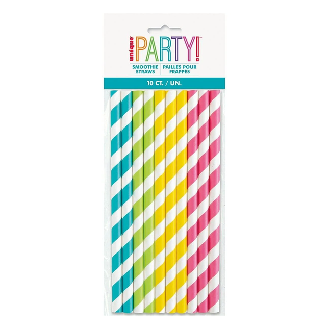 Striped Paper Smoothie Straws, 10ct