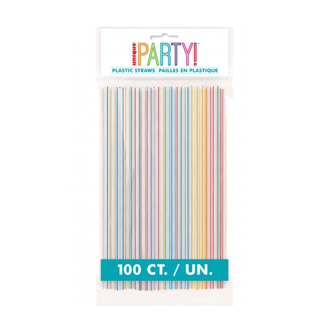 Striped Plastic Straws, 100 ct