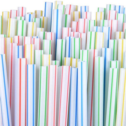 Striped Plastic Straws, 100 ct