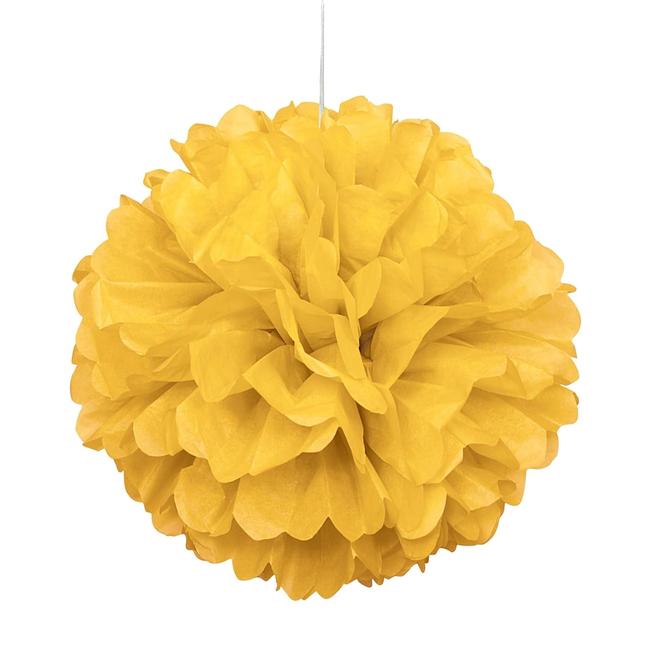 Sunflower Yellow Solid Hanging Tissue Pom Pom 16"
