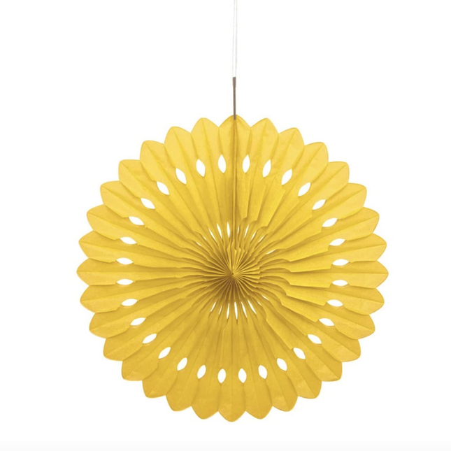 Sunflower Yellow Solid Tissue Paper Fan 16"