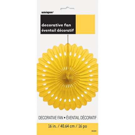 Sunflower Yellow Solid Tissue Paper Fan 16"