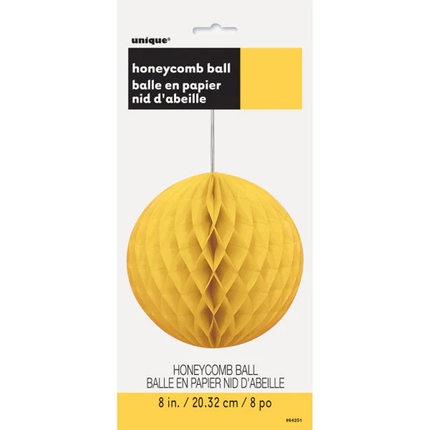 Sunflower Yellow Solid Honeycomb Ball 8"