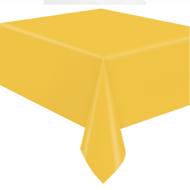 Sunflower Yellow Solid Rectangular Plastic Table Cover, 54" x 108"
