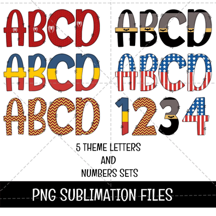 SuperHero Doodle Alphabet Letters, Numbers PNG Bundle Instant Download