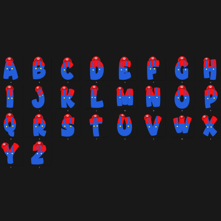 Super Mario Doodle Alphabet Letters PNG Bundle Instant Download