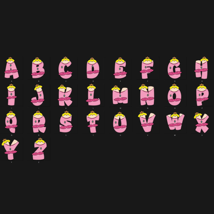 Super Mario Doodle Alphabet Letters PNG Bundle Instant Download