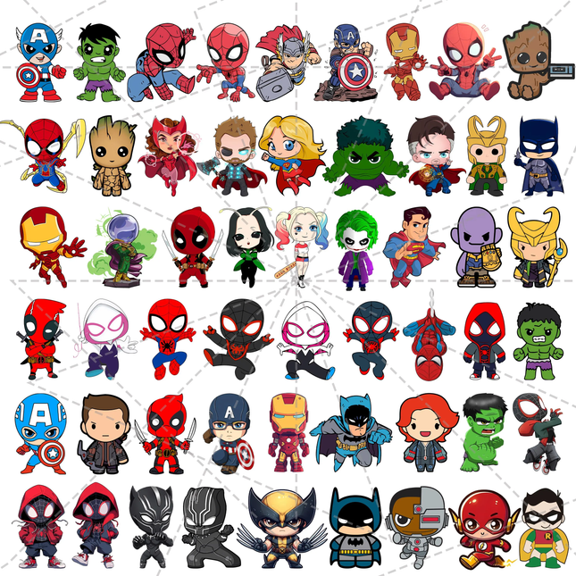 54 Superhero Chibi Baby Png Files Instant Download