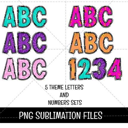 Superkitties Doodle Alphabet Letters PNG Bundle Instant Download