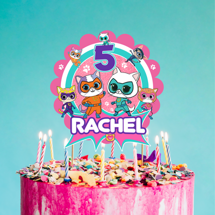 Superkitties Birthday CardStock Cake Topper 7"