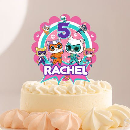 Superkitties Birthday CardStock Cake Topper 7"