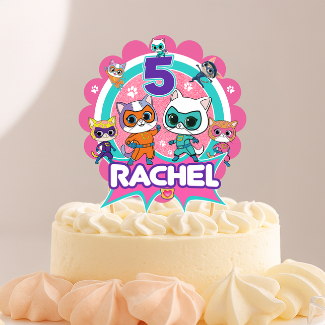 Superkitties Birthday CardStock Cake Topper 7"