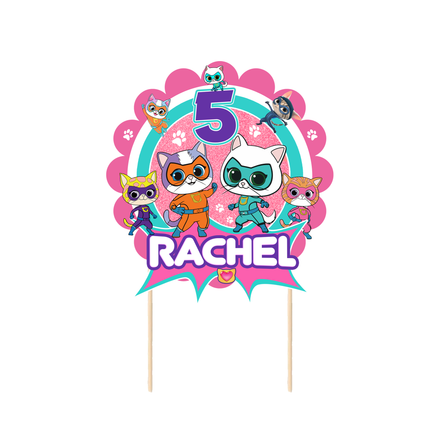 Superkitties Birthday CardStock Cake Topper 7"