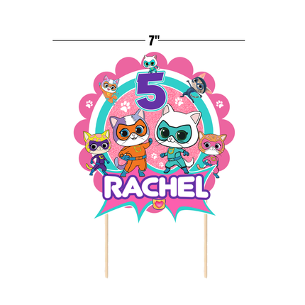 Superkitties Birthday CardStock Cake Topper 7"