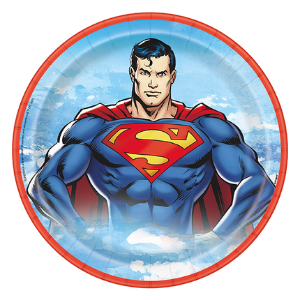 Superman Round Dinner Plates 9", 8ct