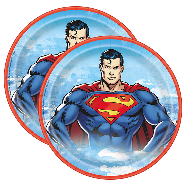 Superman Round Dinner Plates 9", 8ct