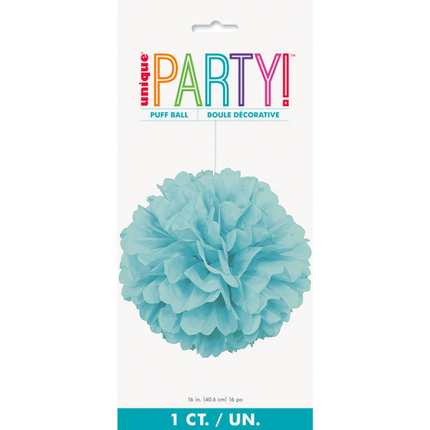 Terrific Teal Hanging Tissue Pom Pom 16"
