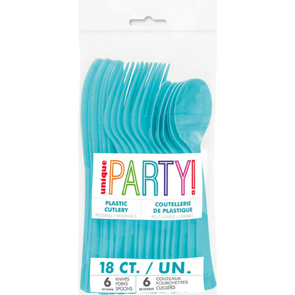 Terrific Teal Plastic Forks, 18ct