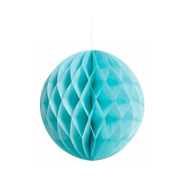 Terrific Teal Honeycomb Ball Hanging Decoration 8"