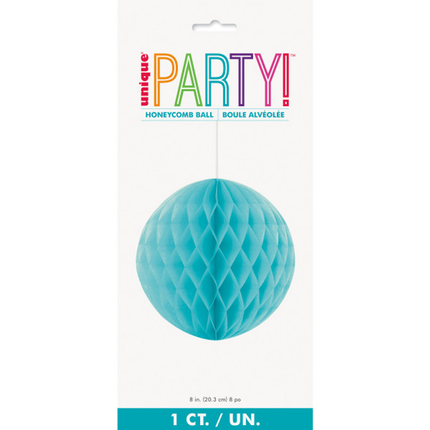 Terrific Teal Honeycomb Ball Hanging Decoration 8"