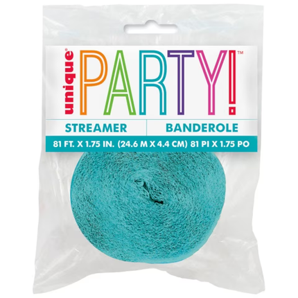 Terrific Teal Crepe Paper Streamer, 81 ft