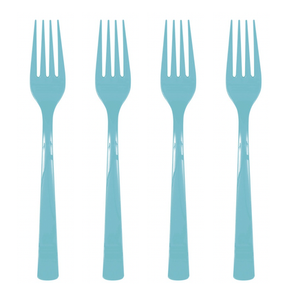 Terrific Teal Plastic Forks, 18ct